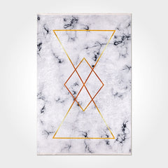 Emery White Marble Chenille and Cotton Digital Print Area Rug