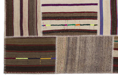 Teselya 2262 Patchwork Striped Wool Handmade Area Rug 5'3" x 7'7"