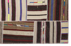Teselya 2262 Patchwork Striped Wool Handmade Area Rug 5'3" x 7'7"