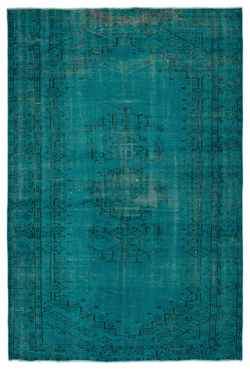 Atina Turquoise Vintage Wool Handmade Area Rug 5'8" x 8'6"