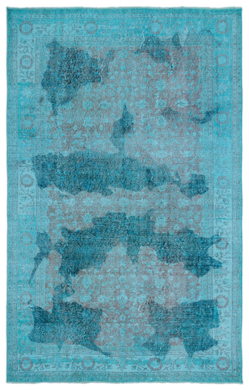 Atina Turquoise Vintage Wool Handmade Area Rug 6'1" x 9'6"