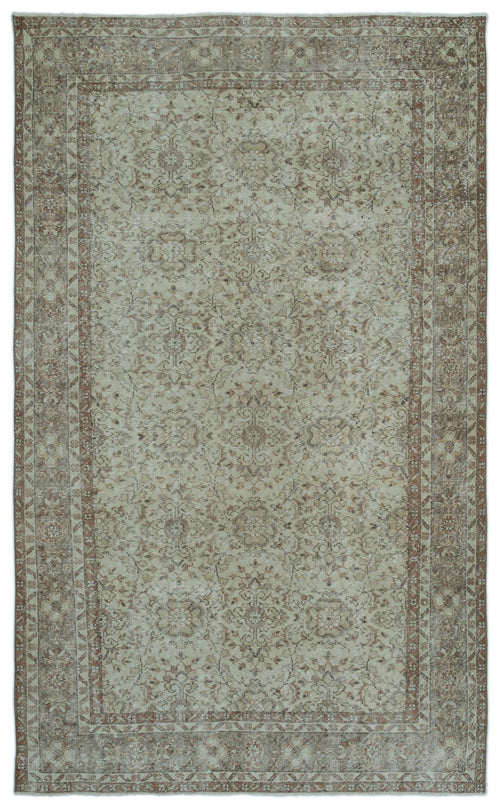 Atina Green Vintage Wool Handmade Area Rug 6'0" x 10'1"
