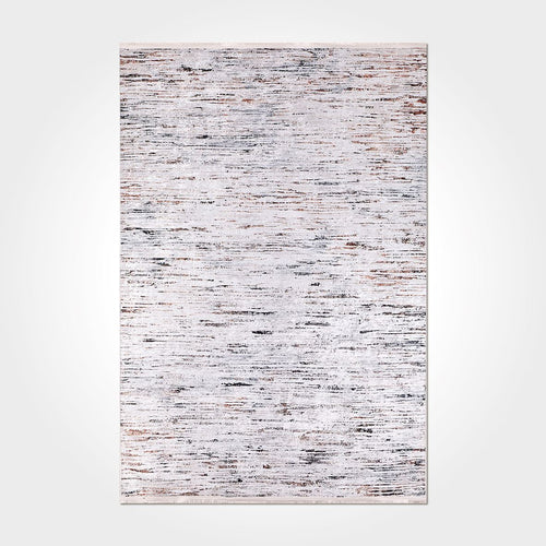White Striped Area Rug – Washable Non Slip Chenille Cotton Carpet with Soft Texture