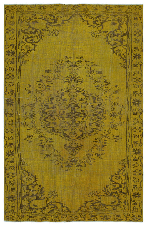 Atina Yellow Vintage Wool Handmade Area Rug 5'9" x 8'11"