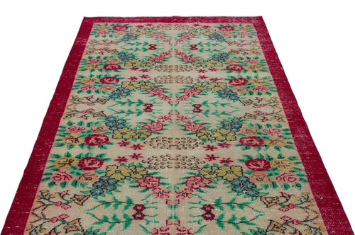 Atina Cream Vintage Wool Handmade Area Rug 5'4" x 8'11"