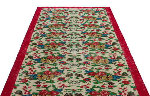 Atina Cream Vintage Wool Handmade Area Rug 5'5" x 8'10"