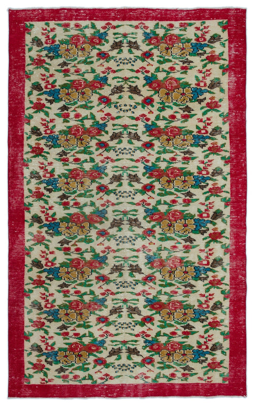 Atina Cream Vintage Wool Handmade Area Rug 5'5" x 8'10"