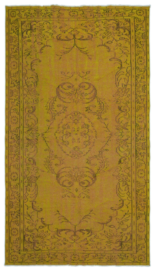 Atina Yellow Vintage Wool Handmade Area Rug 5'0" x 8'11"