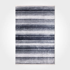 White Striped Area Rug – Washable Non Slip Flatweave Floor Covering | Chenille Cotton Blend