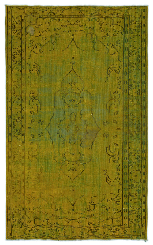 Atina Green Vintage Wool Handmade Area Rug 4'11" x 8'9"