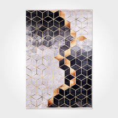 Geometric Area Rug – Washable Non Slip Chenille Cotton Carpet for Living Room