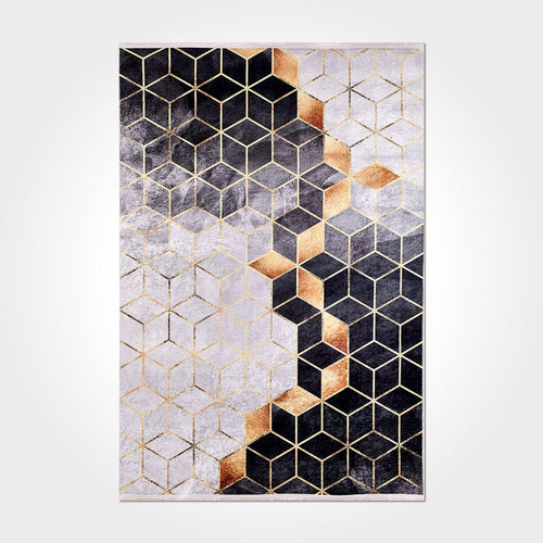 Geometric Area Rug – Washable Non Slip Chenille Cotton Carpet for Living Room