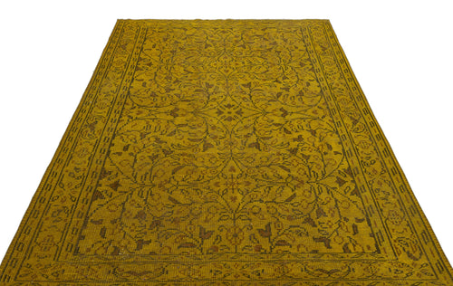 Atina Yellow Vintage Wool Handmade Area Rug 6'0" x 8'8"