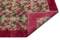Atina Red Floral Wool Handmade Area Rug 4'11" x 9'3"