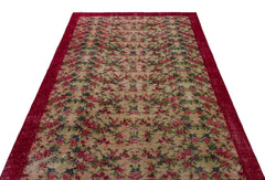 Atina Red Floral Wool Handmade Area Rug 4'11" x 9'3"