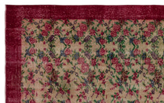 Atina Red Floral Wool Handmade Area Rug 4'11" x 9'3"