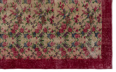 Atina Red Floral Wool Handmade Area Rug 4'11" x 9'3"