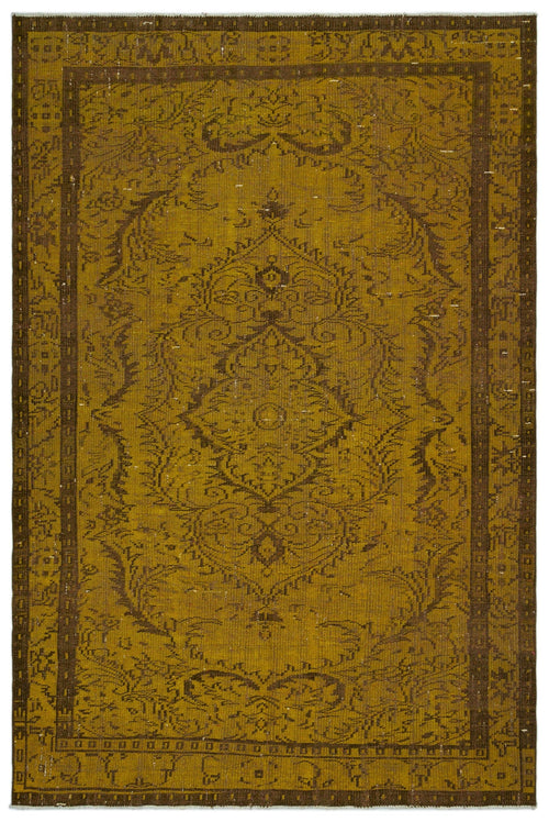 Atina Yellow Vintage Wool Handmade Area Rug 5'9" x 8'6"