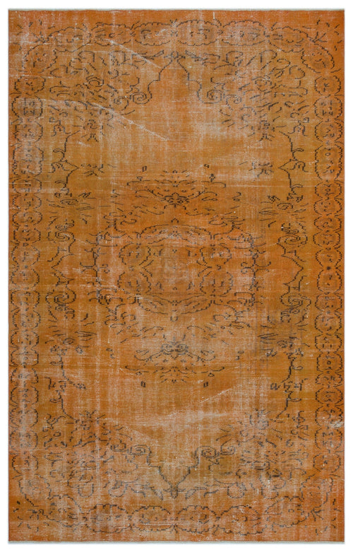 Atina Orange Vintage Wool Handmade Area Rug 5'6" x 8'11"