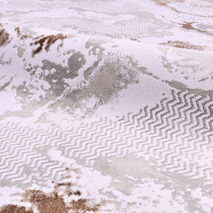 Modern Area Rug - Machine Made Cream Rug With Soft Pile & Anti Slip