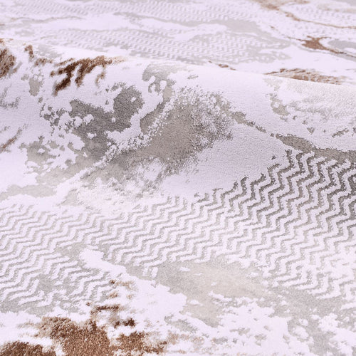 Modern Area Rug - Machine Made Cream Rug With Soft Pile & Anti Slip