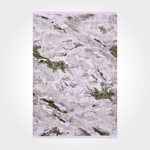 Modern Area Rug – Ryan Cream Green Machine Made Rug with 10 mm Pile