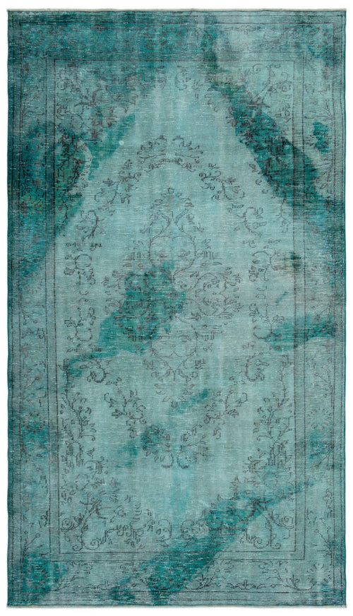 Atina Turquoise Vintage Wool Handmade Area Rug 5'10" x 9'9"