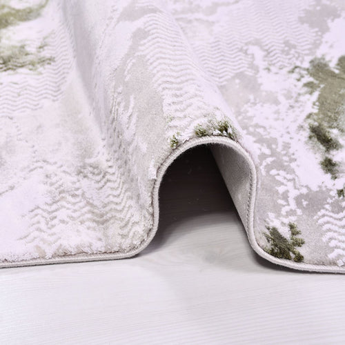 Modern Area Rug – Ryan Cream Green Machine Made Rug with 10 mm Pile