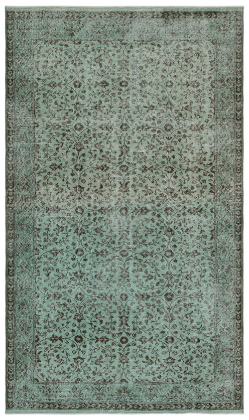 Atina Green Vintage Wool Handmade Area Rug 5'9" x 9'5"