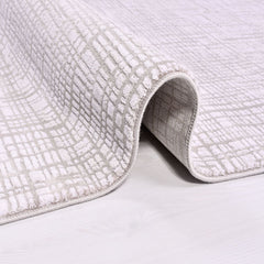 Beige Striped Area Rug – Machine Made Rug With 10 Mm Pile, Soft Texture Carpet