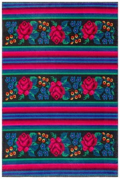 Machine Made Area Rug – Multicolor Floral Cotton Yarn Carpet for Living Room