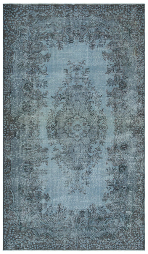 Atina Blue Vintage Wool Handmade Area Rug 5'5" x 9'3"