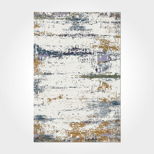 Modern Chenille Area Rug - Washable Non Slip White Cotton Polyester Carpet