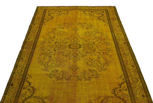 Atina Yellow Vintage Wool Handmade Area Rug 4'11" x 8'6"