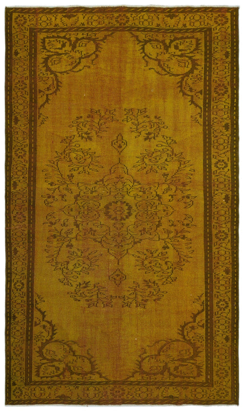 Atina Yellow Vintage Wool Handmade Area Rug 4'11" x 8'6"