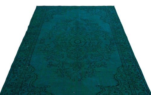 Atina Turquoise Vintage Wool Handmade Area Rug 4'6" x 10'2"