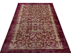 Atina Burgundy Vintage Wool Handmade Area Rug 4'6" x 7'7"