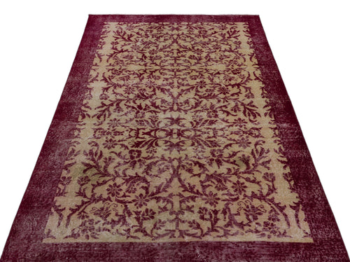 Atina Burgundy Vintage Wool Handmade Area Rug 4'6" x 7'7"
