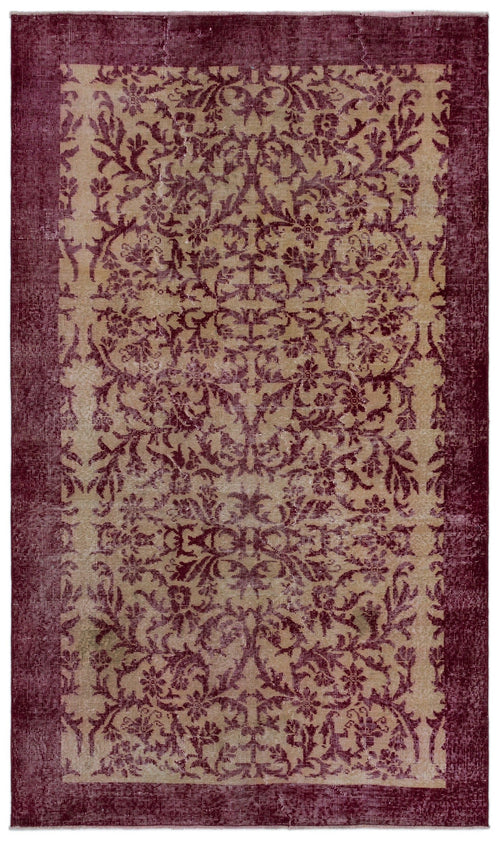 Atina Burgundy Vintage Wool Handmade Area Rug 4'6" x 7'7"