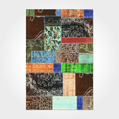 Patchwork Chenille Rug – Washable Non Slip Cotton Area Rug with Soft Texture