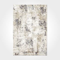 Modern Chenille Area Rug – Washable Non Slip Beige Cotton Polyester Carpet