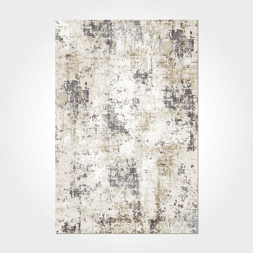 Modern Chenille Area Rug – Washable Non Slip Beige Cotton Polyester Carpet