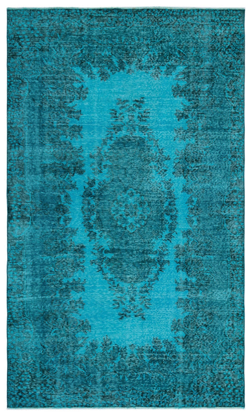 Atina Turquoise Vintage Wool Handmade Area Rug 5'3" x 8'11"