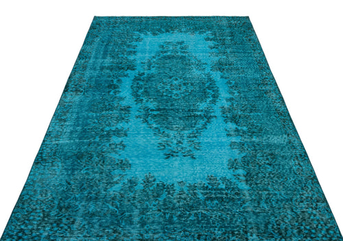 Atina Turquoise Vintage Wool Handmade Area Rug 5'3" x 8'11"