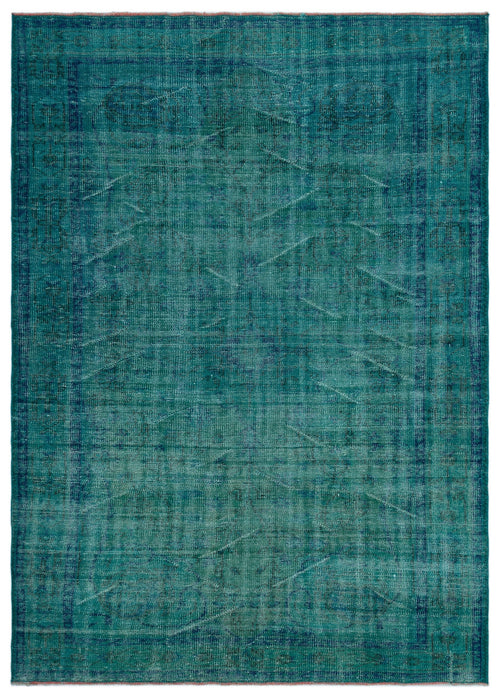 Atina Turquoise Vintage Wool Handmade Area Rug 6'3" x 8'6"