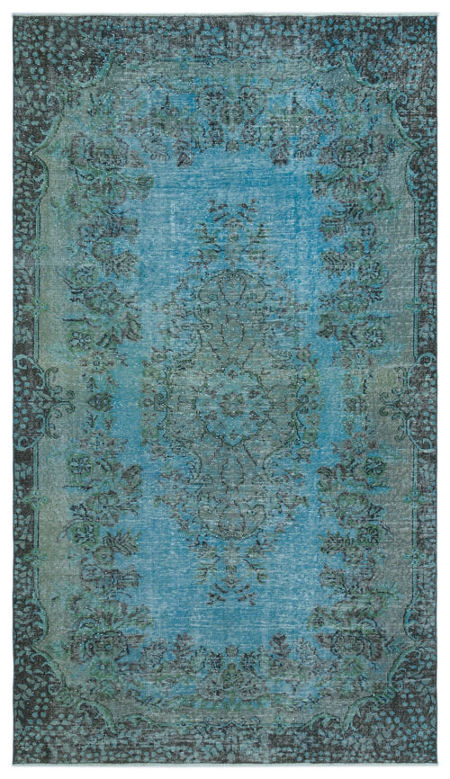 Atina Turquoise Vintage Wool Handmade Area Rug 5'5" x 9'5"