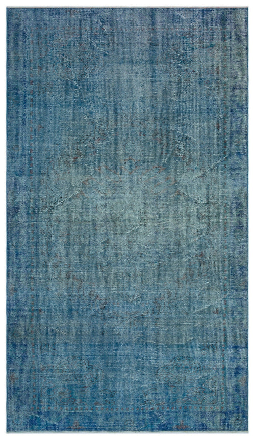 Atina Blue Vintage Wool Handmade Area Rug 5'3" x 9'2"