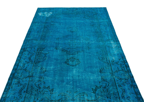 Atina Turquoise Vintage Wool Handmade Area Rug 4'9" x 8'8"