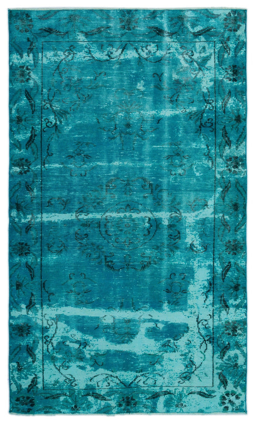 Atina Turquoise Vintage Wool Handmade Area Rug 4'10" x 8'0"