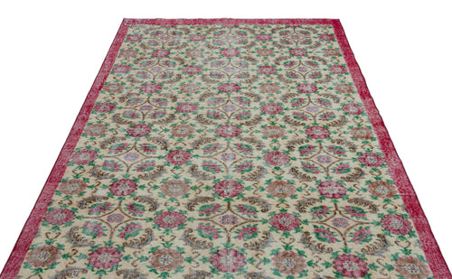 Atina Cream Vintage Wool Handmade Area Rug 5'6" x 8'11"